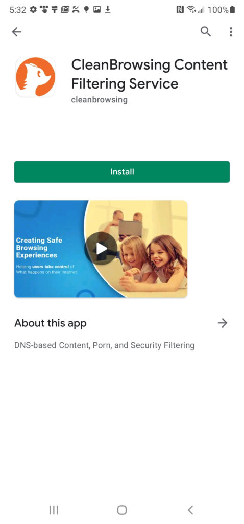 CleanBrowsing App Install Step 1