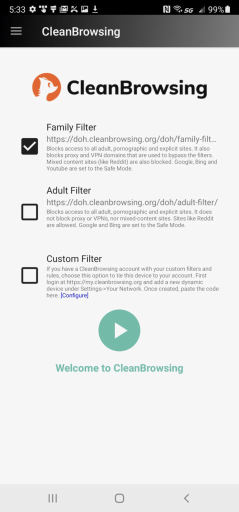 CleanBrowsing App Install Step 2