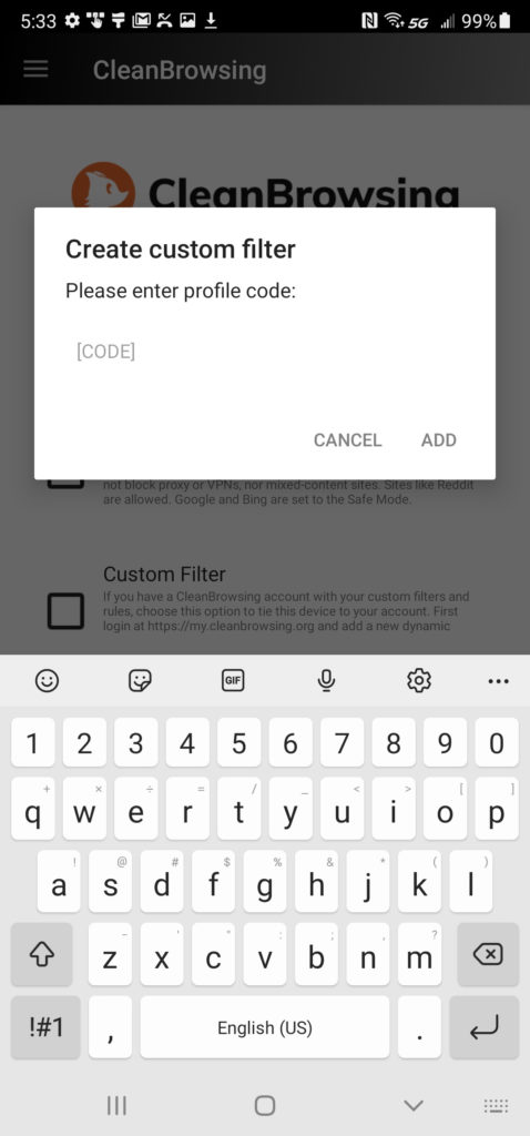 CleanBrowsing App Install Step 4